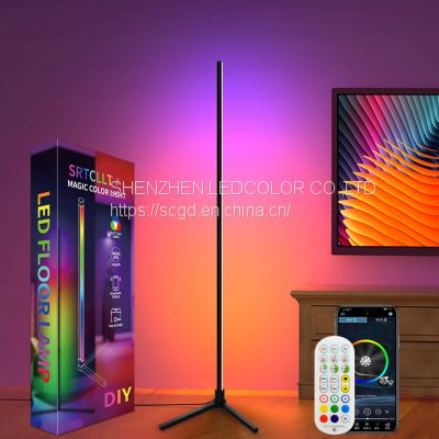 Modern vertical color changing multicolored RGB light standing led floor lamp smart wifi Alexa Tuya Decoration Corner Lamp