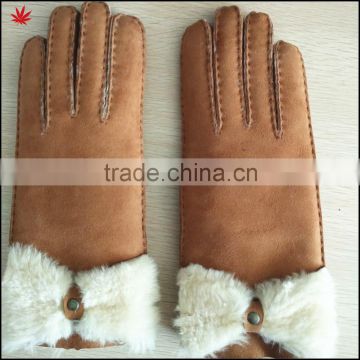 women's double facekeep warm in winter sheepskin leather gloves