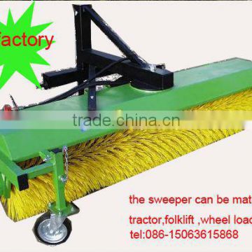 Road sweeper matched to tractor / forklift