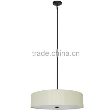 5 light chandelier(Lustre/La arana) in ebony bronze finish with round 30" linen look cream silk fabric shade