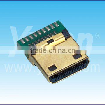 Dongguan Yxcon Mini HDMI 19M solder brass cover HDMI connector