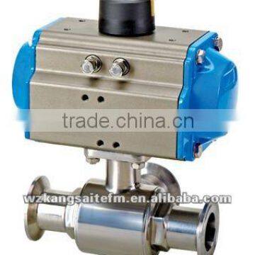 3-Way Sanitary Pneumatic Ball Valve, clamp ball valve, pneumatic actuated ball valve