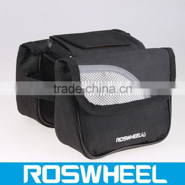 Wholesale hot sale double bicycle frame bag with reflective strip 12695