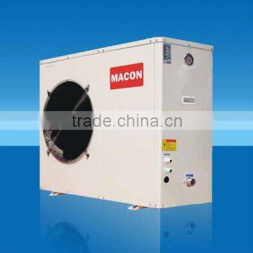 Home heating pump with hot water, water cooled chiller