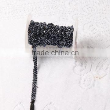 Fashionable black lace trimming beaded sequins sew on tube ribborn for garment decoration