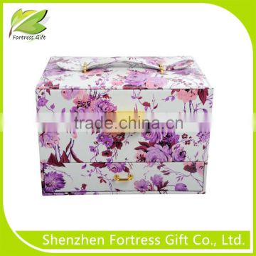 Custom flower printed leather jewelry box packaging
