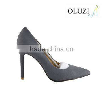 OP18 pointed toe high heel suede leather upper size range 35-42 dark gray women official work dress shoes