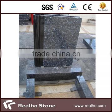 european blue pearl granite headstone with bench