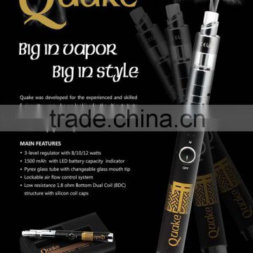 Hangsen big vapor pen _ QUAKE kits with 1500 mAh battery & pyrex glass tank atomizer, electronic cigarette malaysia e cigs