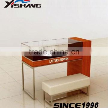 glass top silver jewelry set display table,shop counter design