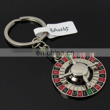 Turntable rotatable Roulette Wheel metal color keychain