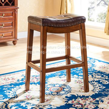 IVSY 7066 Simple Antique Bar Stool Hotel Furniture Home Bar Chair Restaurant Solid Wood Stool 21.5