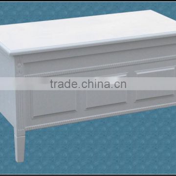 white painted wooden bench with storage case / wooden storage cabinet