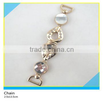 Crystal Zinc Aolly Chian Double Heart Design Glass Stone Chain Belt 2.5x13.5cm
