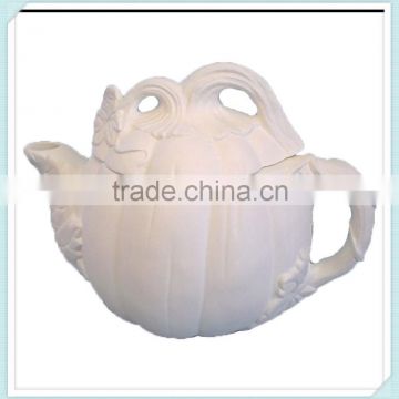 Ceramic Unpainted Bisque Pumpkin Teapot