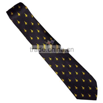 Regimental plain tie in black with logo