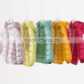 kids winter comfy bright color down jacket windproof foldable down jacket