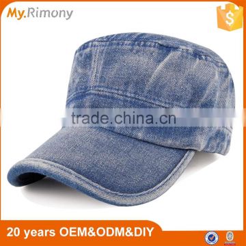Top quality flat hats factory denim baseball cap with flat top