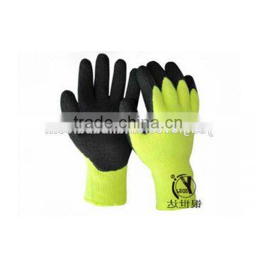 7Gauge Yellow Crinkle Foam Softtextile Latex Coated Winter Work Gloves