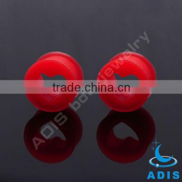 Beautiful Heart-shape Hollow Earring Red Silicon Tunnels