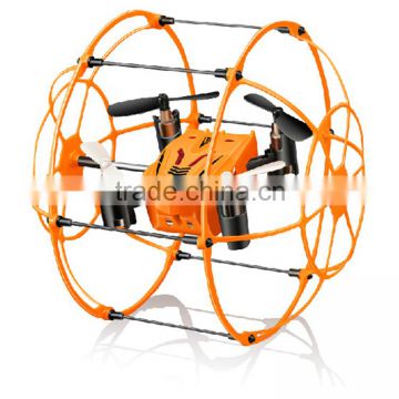 Mini four axis aircraft with protection X11 Is ABS aviation plastic, electronic components have Red and Orange
