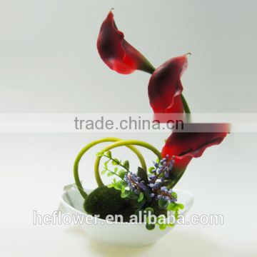 three heads red color big calla lily for wedding ornament