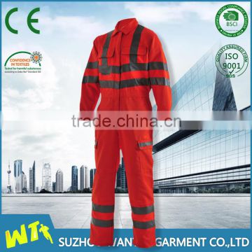 cheap red reflective safety working coverall with price