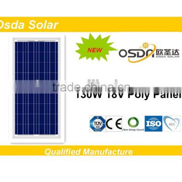TUV MCS CEC certificated polycrystalline 130W solar panel