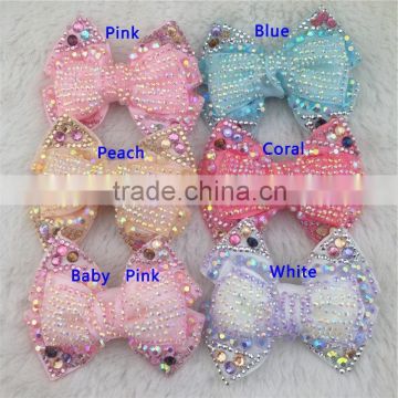 4" Kids Boutique Diamond Ribbon Hair Bow With Alligator Clips Handmade Bling Hair Bow For Children Hair Accessories IN STOCK