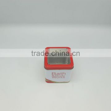 Square shape with window cap and beautiful appearance candy tin box
