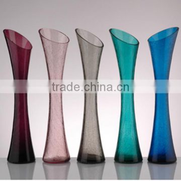 colored slim glass vase,slim glass vase wholesale cheap,crackled slim glass vase