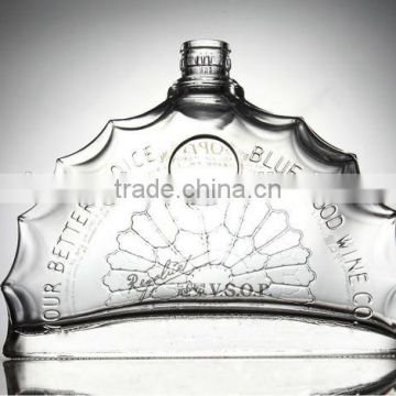 unique shaped wine glass bottle/clear glass bottles with screw cap/odd-shaped glass wine bottle