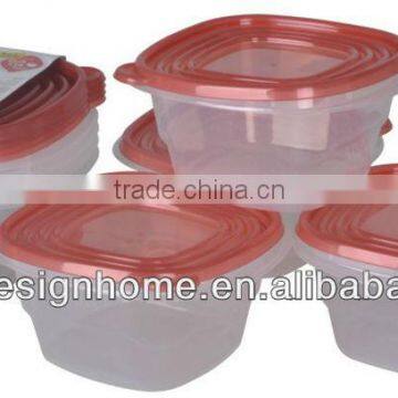 4 PCS RED LID 1.2L SQUARE PP PLASTIC FOOD CONTAINER