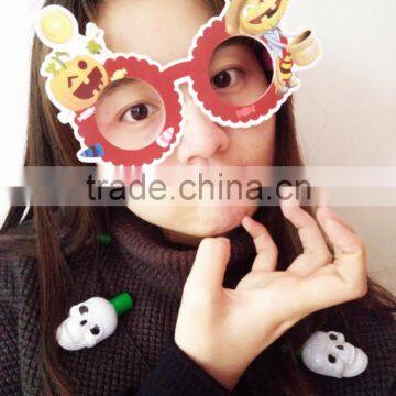 Halloween party safety plastic paper handmade fancy funny toy fake lensless kids childreen glasses