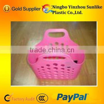 plastic PE round hole soft basket with handle