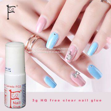 3g clear HQ Free(below 50ppm)Nail glue cyanoacrylate nail art for stick fake/artificialnail