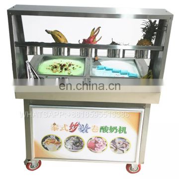 double flat pans thailand roll fried ice cream machine / ice cream cold plate / fry ice cream machine in zhengzhou