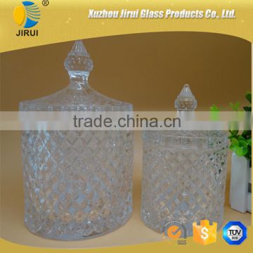 High Quality Clear Glass Candy Jar With Glass Lid