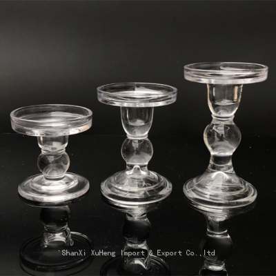 Whole Set Vintage Wedding Europe Roman Column Glass Candlesticks Clear High Stemware Glass Candle Holders For Home Decoration