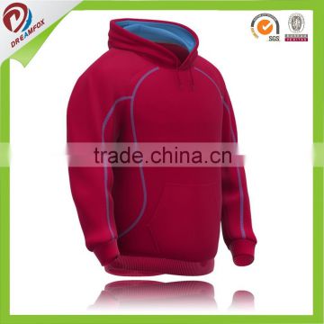 cut and sew unique hooded sweatshirts, plain red pullover hoodie for women