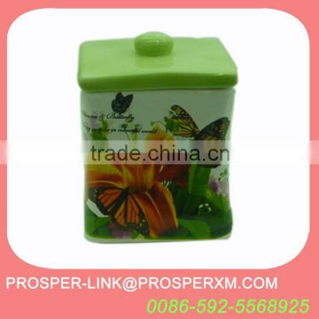 green square ceramic canister