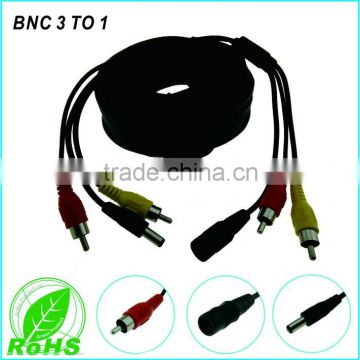 20M/65FT white/black CCTV-BNC security monitor Cable with RCA and DC plug