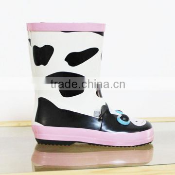 lovely dairy cow design kids rain boots,unisex customized rubber boots,high quality children vulcanized boots