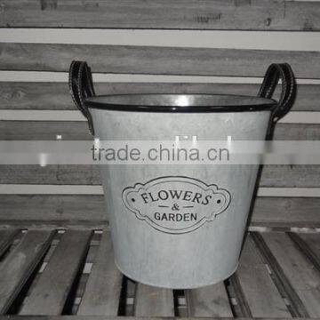 metal flower pot with leather handle