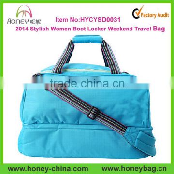 2014 Fashion Blue Weekend Travel Bag With Shoes Compartment
