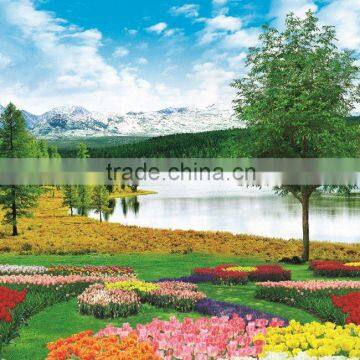 colorful flower snow mountain wallpaper for home decoration