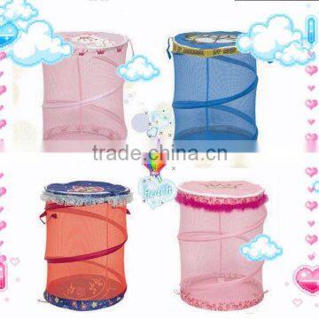 cheap color mesh folding laundry basket storage hamper tub