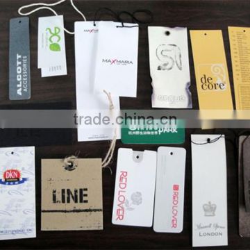 wholesell white cardboard paper clothing hang Tags with factory price