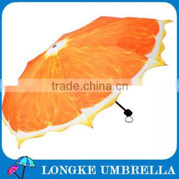 orange 3 fold umbrella for fruit style