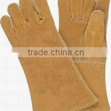 protective cowhide leather welding glove with safety cuff